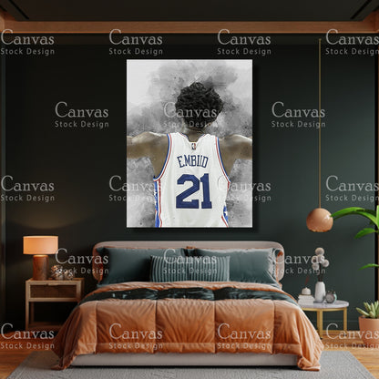 Joel Embiid Poster, Kids Wall Decor, Basketball Fan, Man Cave Gift for Him - Her, Sports Canvas Wall Art