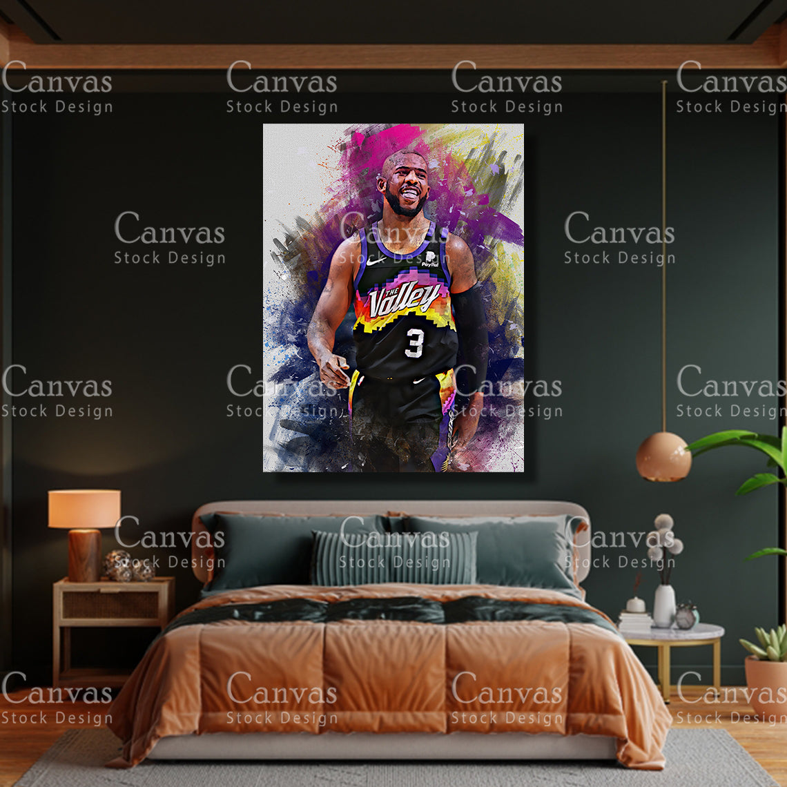 Chris Paul Poster, Kids Wall Decor, Basketball Fan, Man Cave Gift for Him - Her, Sports Canvas Wall Art