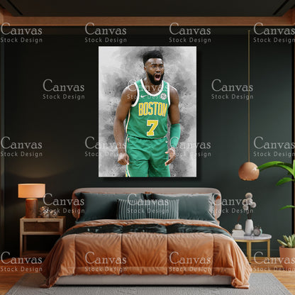 Jaylen Brown Poster, Kids Wall Decor, Basketball Fan, Man Cave Gift for Him - Her, Sports Canvas Wall Art