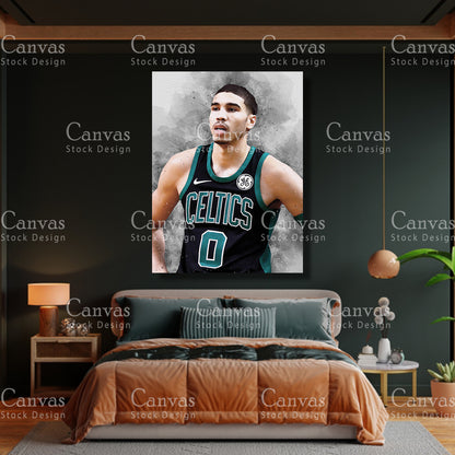 Jayson Tatum Poster, Kids Wall Decor, Basketball Fan, Man Cave Gift for Him - Her, Sports Canvas Wall Art