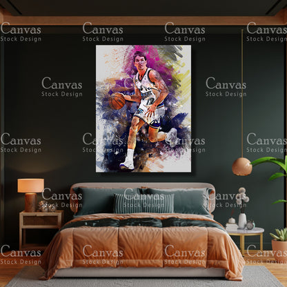 John Stockton Poster, Kids Wall Decor, Basketball Fan, Man Cave Gift for Him - Her, Sports Canvas Wall Art