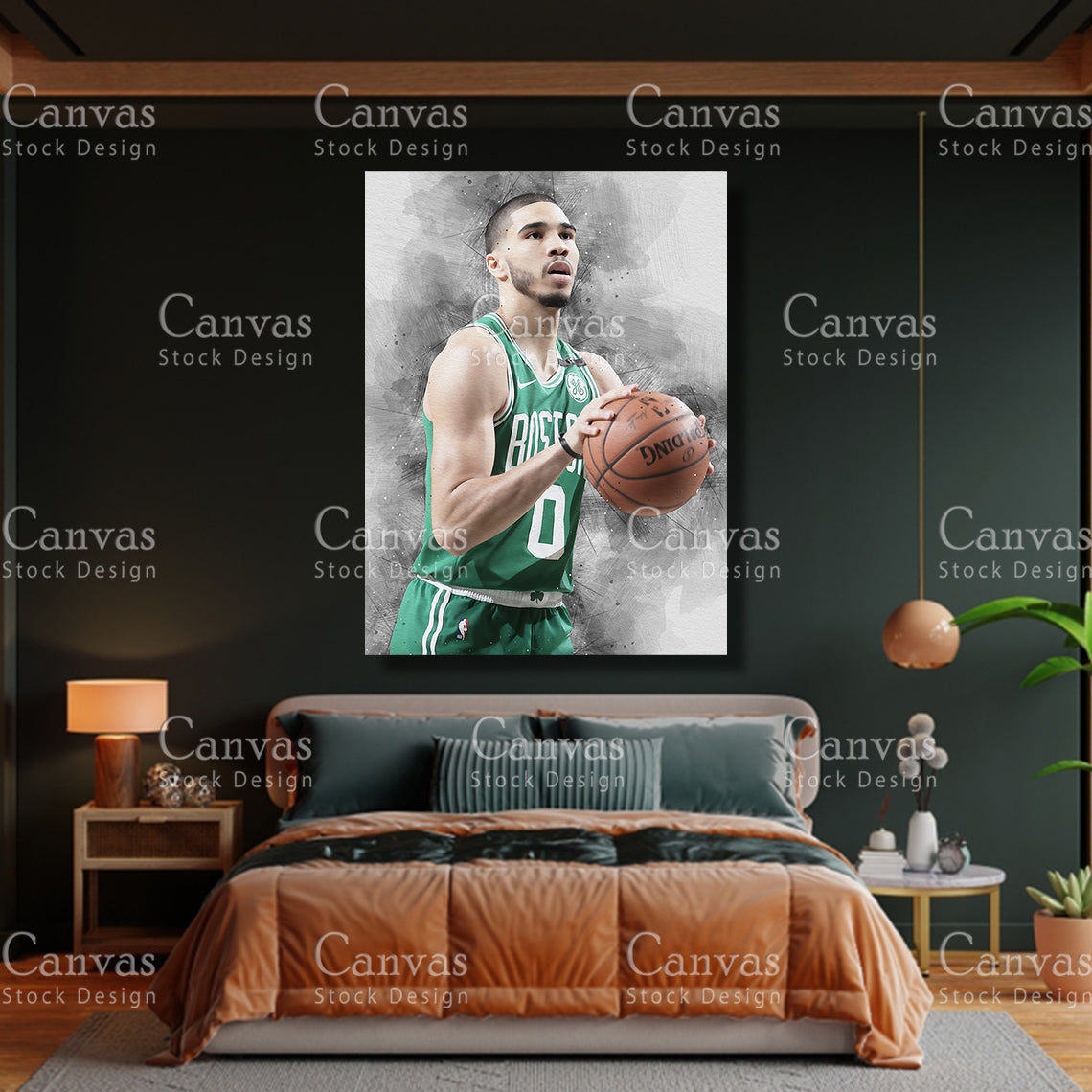 Jayson Tatum Poster, Kids Wall Decor, Basketball Fan, Man Cave Gift for Him - Her, Sports Canvas Wall Art