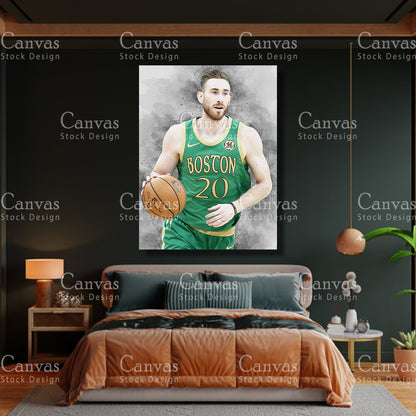 Gordon Hayward Poster, Kids Wall Decor, Basketball Fan, Man Cave Gift for Him - Her, Sports Canvas Wall Art