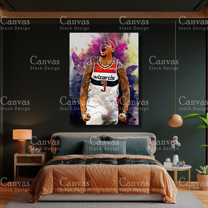 Bradley Beal Poster, Kids Wall Decor, Basketball Fan, Man Cave Gift for Him - Her, Sports Canvas Wall Art