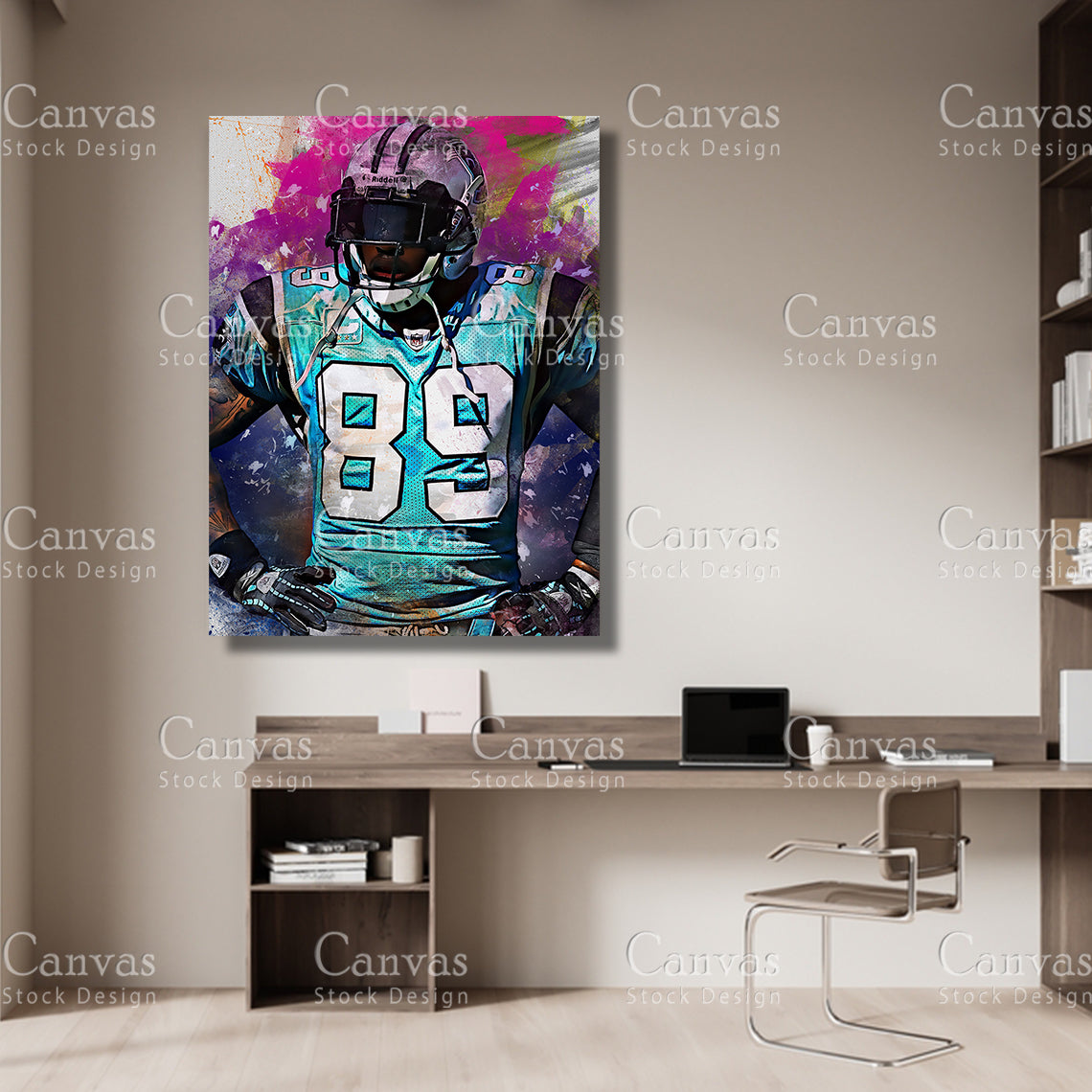 Steve Smith Canvas Frame, Kids Wall Decor, Football Fan, Man Cave Gift for Him - Her, Sports Canvas Wall Art