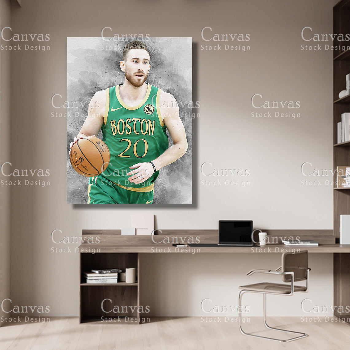 Gordon Hayward Poster, Kids Wall Decor, Basketball Fan, Man Cave Gift for Him - Her, Sports Canvas Wall Art