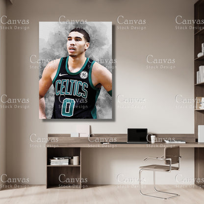 Jayson Tatum Poster, Kids Wall Decor, Basketball Fan, Man Cave Gift for Him - Her, Sports Canvas Wall Art