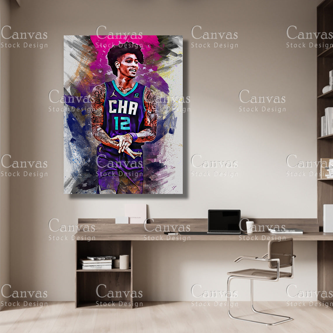 Kelly Oubre Poster, Kids Wall Decor, Basketball Fan, Man Cave Gift for Him - Her, Sports Canvas Wall Art