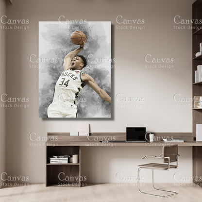 Giannis Antetokounmpo Poster, Kids Wall Decor, Basketball Fan, Man Cave Gift for Him - Her, Sports Canvas Wall Art