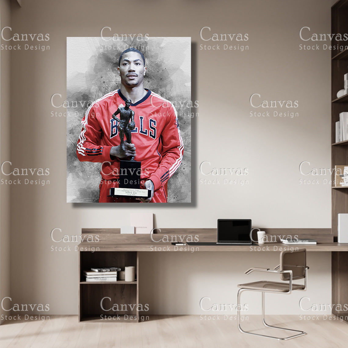 Derrick Rose Poster, Kids Wall Decor, Basketball Fan, Man Cave Gift for Him - Her, Sports Canvas Wall Art