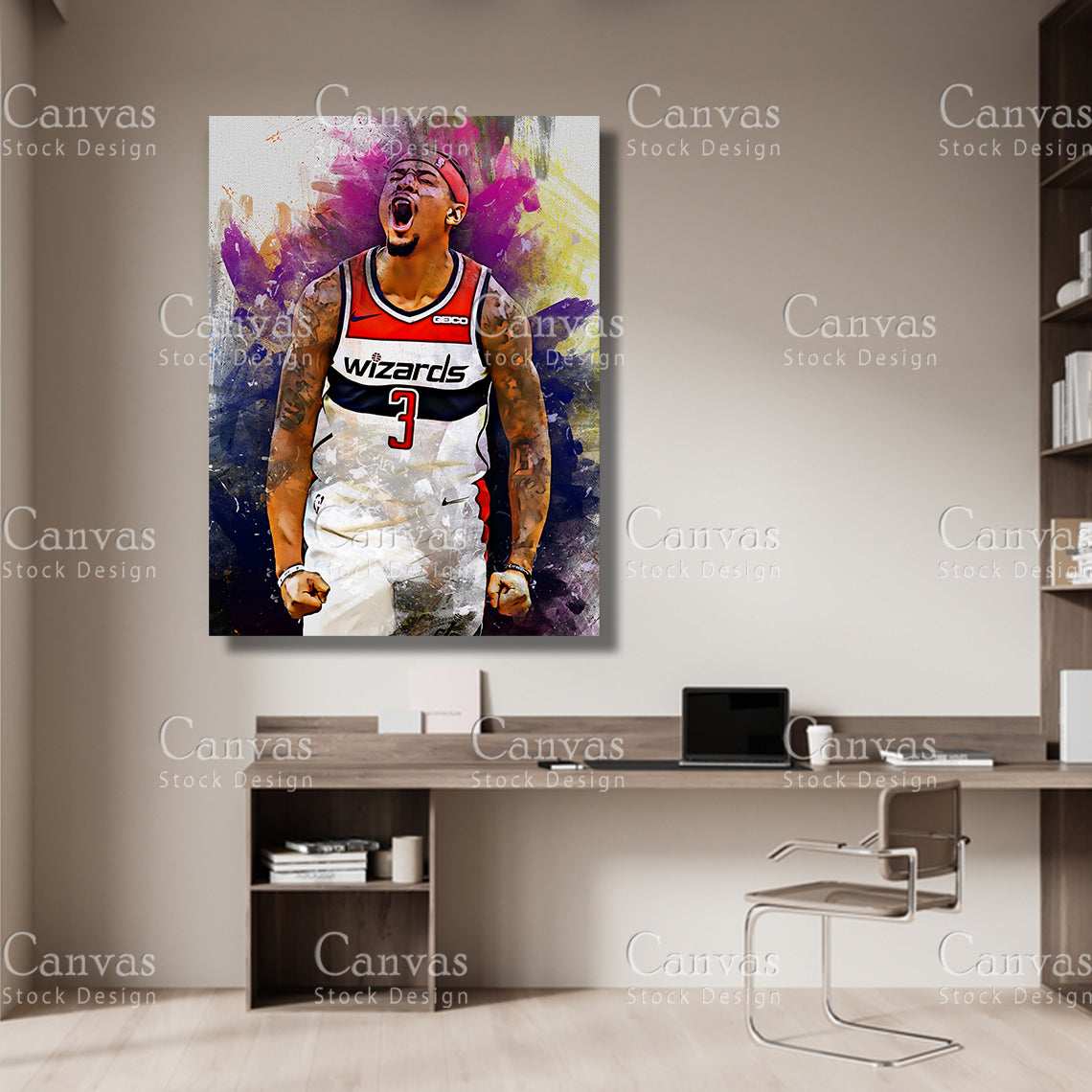 Bradley Beal Poster, Kids Wall Decor, Basketball Fan, Man Cave Gift for Him - Her, Sports Canvas Wall Art