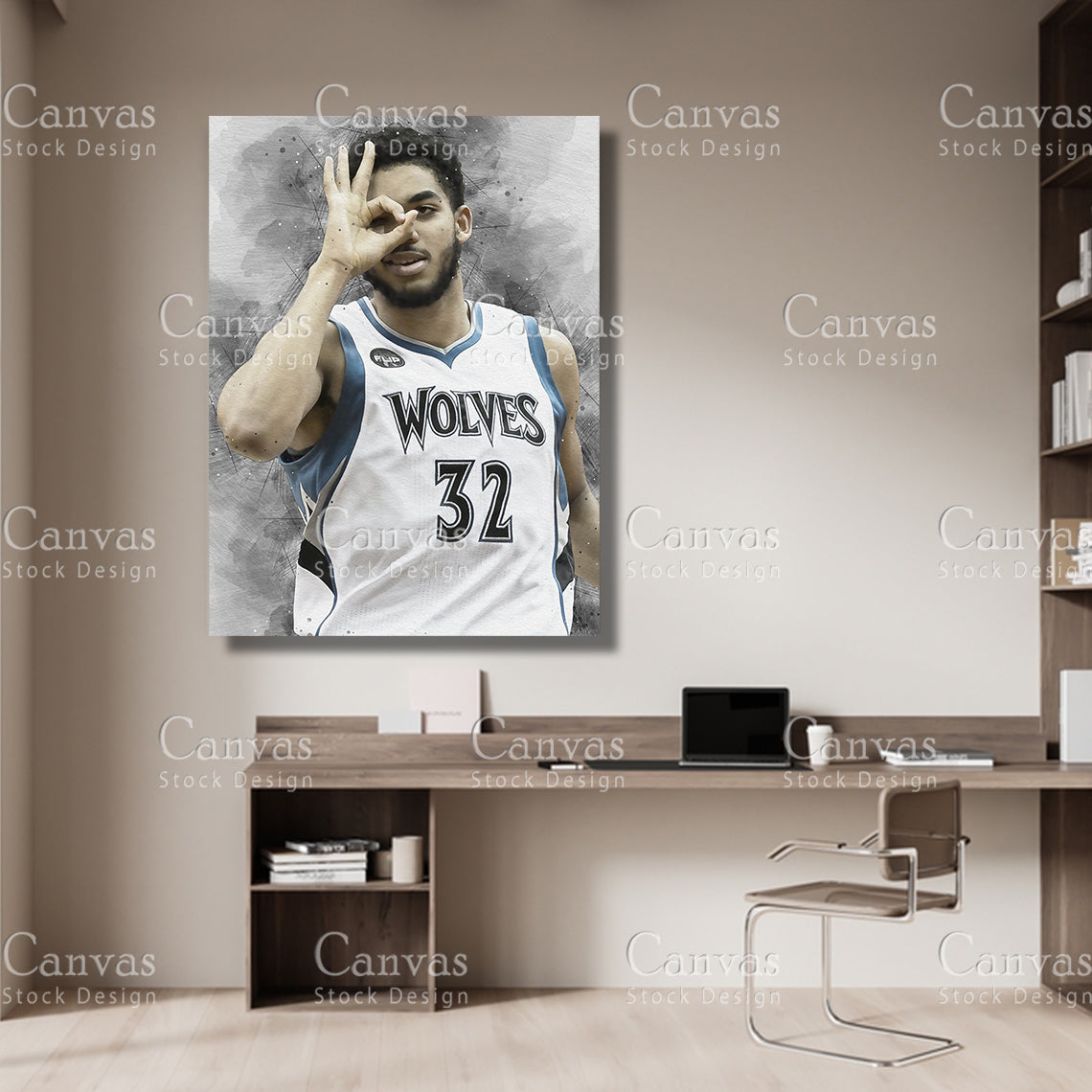 Karl Anthony Poster, Kids Wall Decor, Basketball Fan, Man Cave Gift for Him - Her, Sports Canvas Wall Art