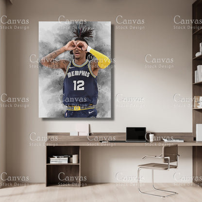 Ja Morant Poster, Kids Wall Decor, Basketball Fan, Man Cave Gift for Him - Her, Sports Canvas Wall Art