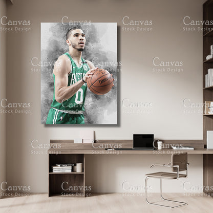 Jayson Tatum Poster, Kids Wall Decor, Basketball Fan, Man Cave Gift for Him - Her, Sports Canvas Wall Art