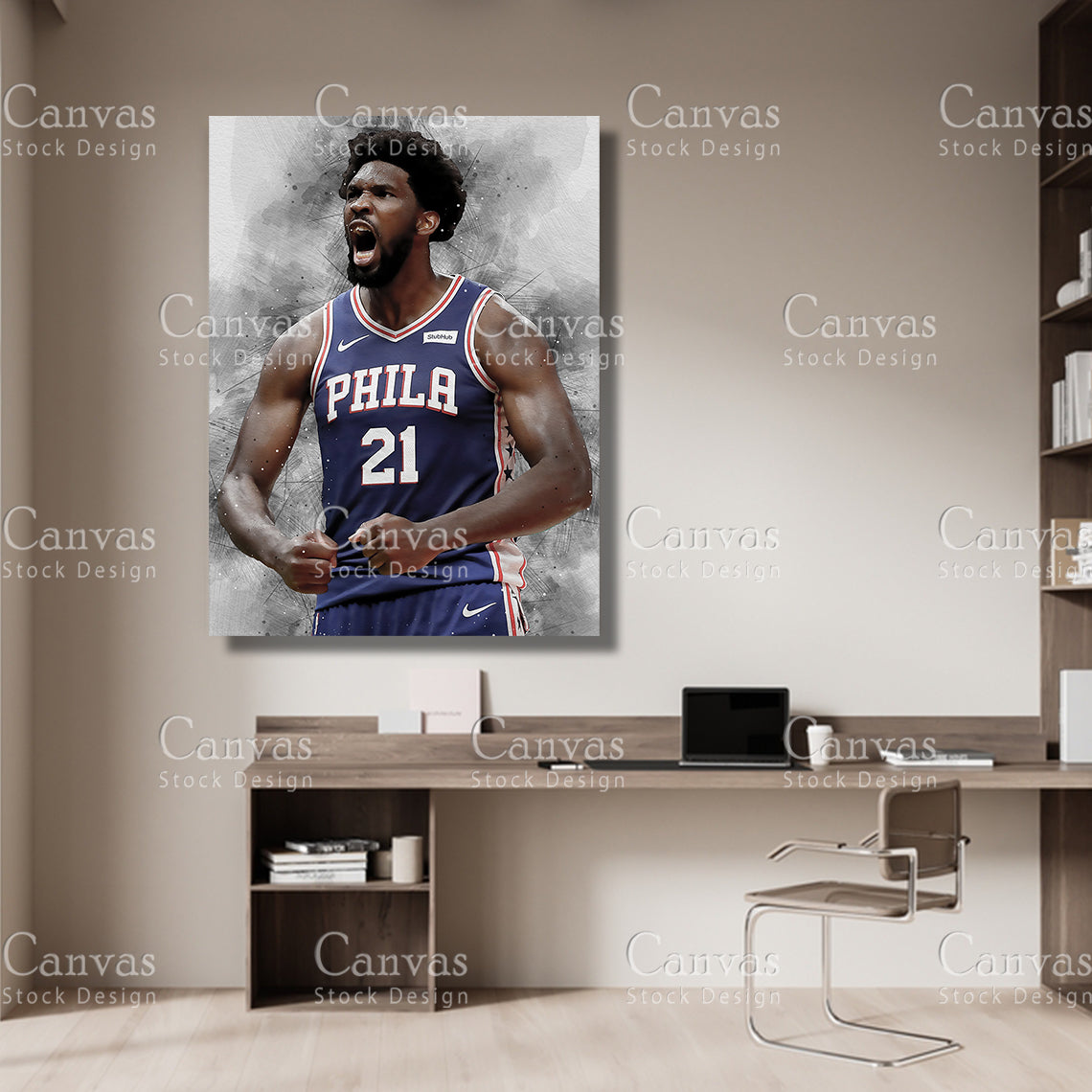 Joel Embiid Poster, Kids Wall Decor, Basketball Fan, Man Cave Gift for Him - Her, Sports Canvas Wall Art