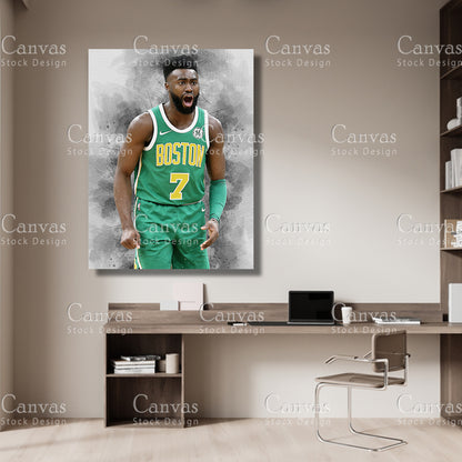 Jaylen Brown Poster, Kids Wall Decor, Basketball Fan, Man Cave Gift for Him - Her, Sports Canvas Wall Art