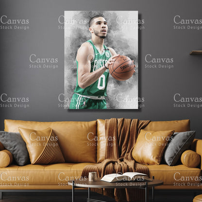 Jayson Tatum Poster, Kids Wall Decor, Basketball Fan, Man Cave Gift for Him - Her, Sports Canvas Wall Art