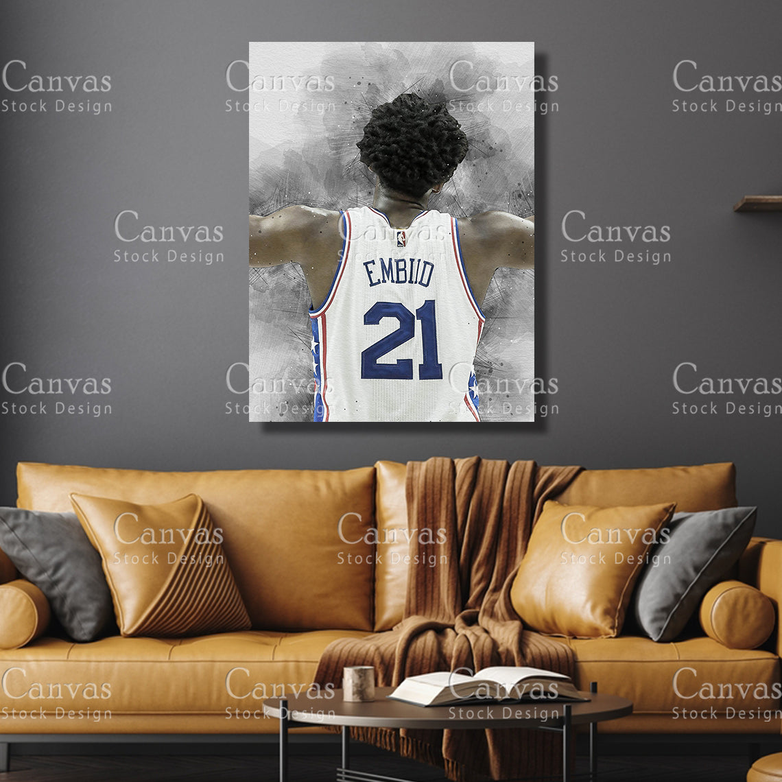 Joel Embiid Poster, Kids Wall Decor, Basketball Fan, Man Cave Gift for Him - Her, Sports Canvas Wall Art