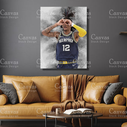 Ja Morant Poster, Kids Wall Decor, Basketball Fan, Man Cave Gift for Him - Her, Sports Canvas Wall Art