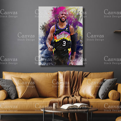 Chris Paul Poster, Kids Wall Decor, Basketball Fan, Man Cave Gift for Him - Her, Sports Canvas Wall Art