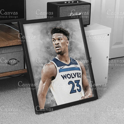 Jimmy Butler Poster, Kids Wall Decor, Basketball Fan, Man Cave Gift for Him - Her, Sports Canvas Wall Art