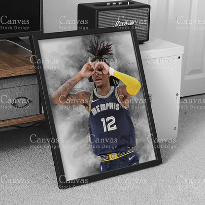 Ja Morant Poster, Kids Wall Decor, Basketball Fan, Man Cave Gift for Him - Her, Sports Canvas Wall Art