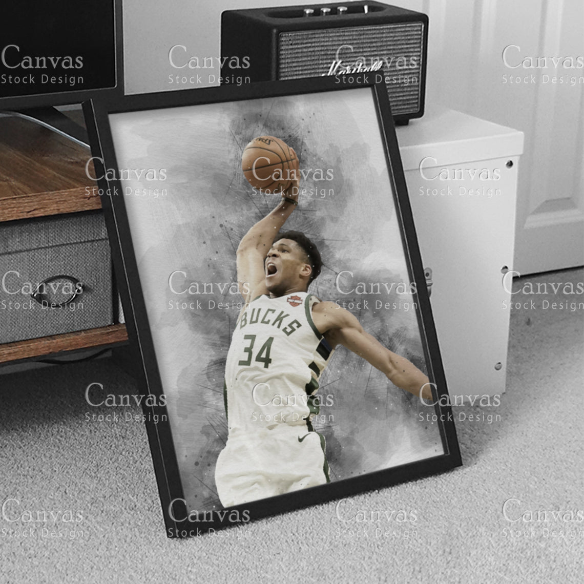 Giannis Antetokounmpo Poster, Kids Wall Decor, Basketball Fan, Man Cave Gift for Him - Her, Sports Canvas Wall Art