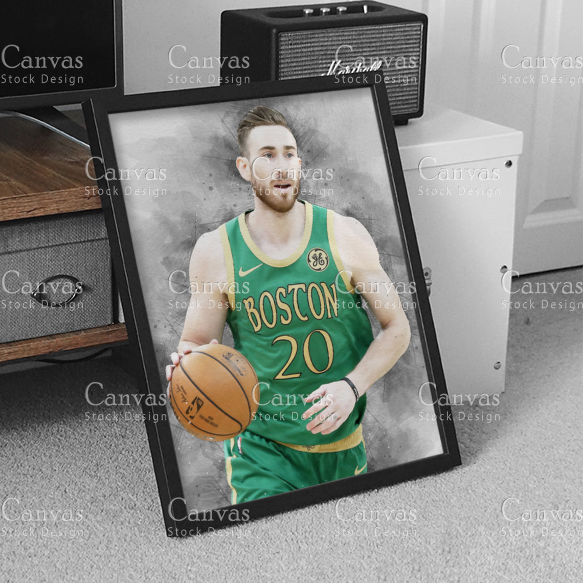 Gordon Hayward Poster, Kids Wall Decor, Basketball Fan, Man Cave Gift for Him - Her, Sports Canvas Wall Art