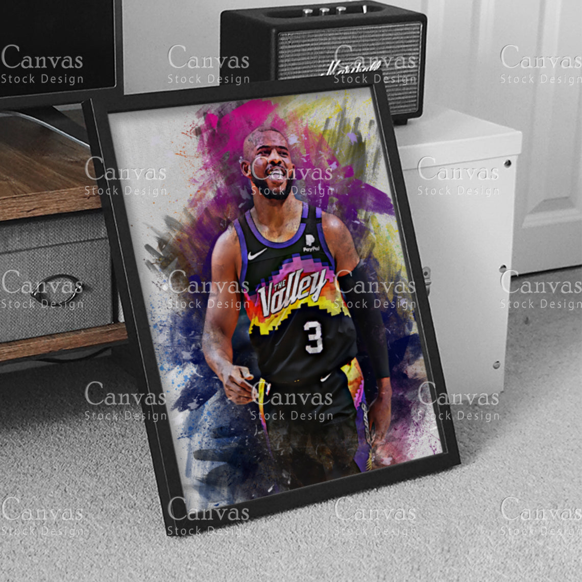 Chris Paul Poster, Kids Wall Decor, Basketball Fan, Man Cave Gift for Him - Her, Sports Canvas Wall Art