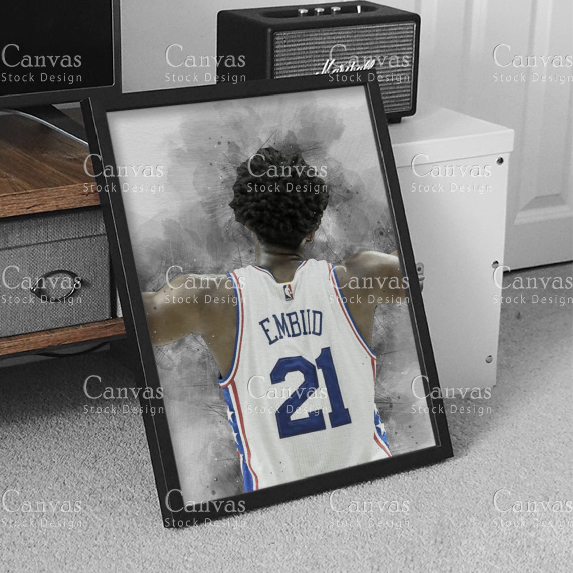 Joel Embiid Poster, Kids Wall Decor, Basketball Fan, Man Cave Gift for Him - Her, Sports Canvas Wall Art