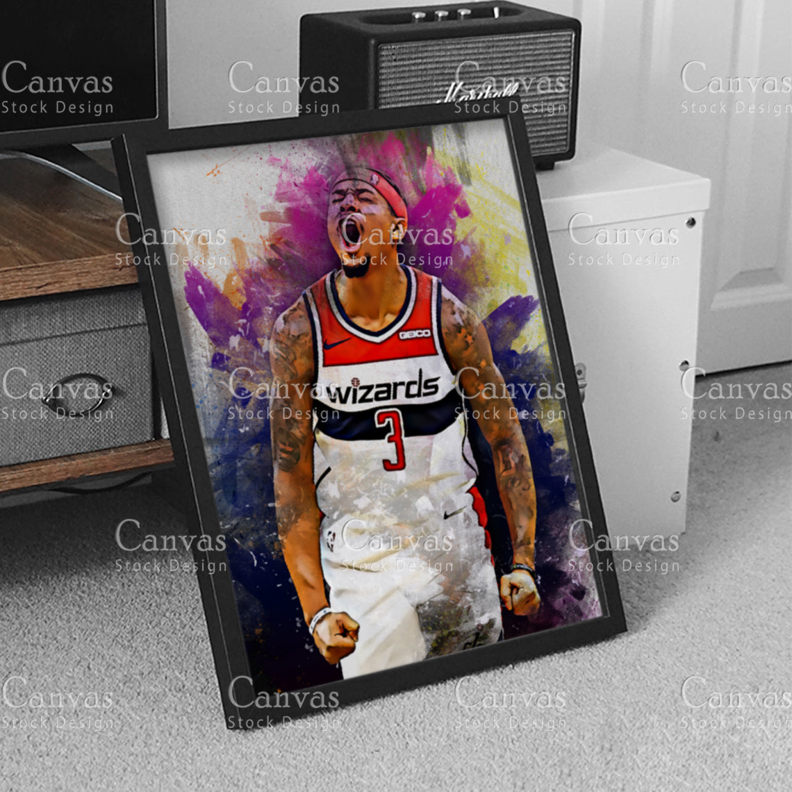 Bradley Beal Poster, Kids Wall Decor, Basketball Fan, Man Cave Gift for Him - Her, Sports Canvas Wall Art