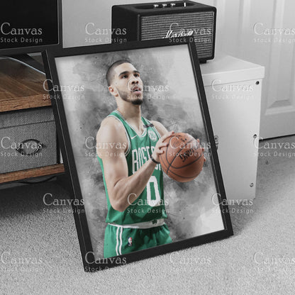 Jayson Tatum Poster, Kids Wall Decor, Basketball Fan, Man Cave Gift for Him - Her, Sports Canvas Wall Art