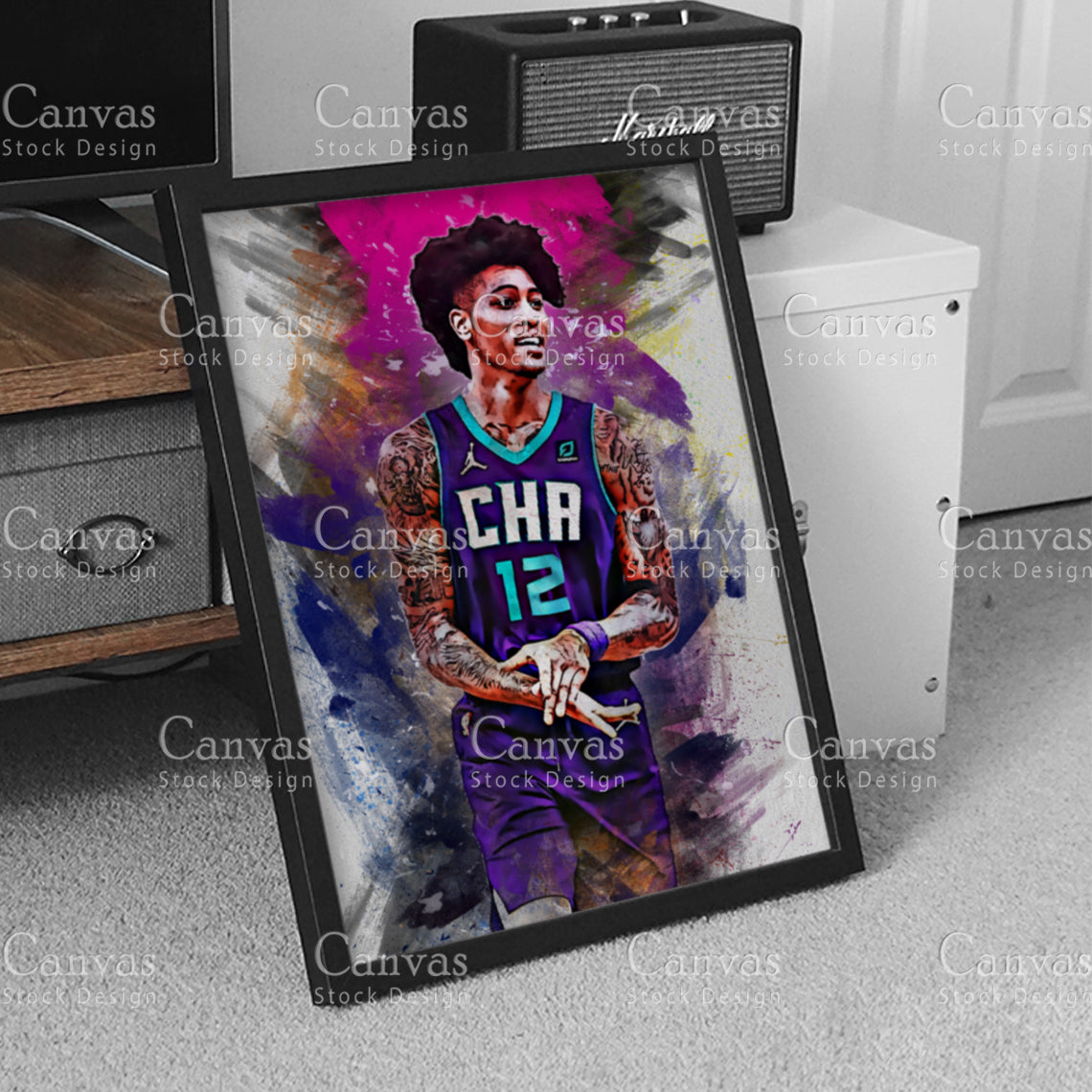 Kelly Oubre Poster, Kids Wall Decor, Basketball Fan, Man Cave Gift for Him - Her, Sports Canvas Wall Art