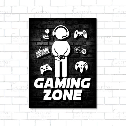 Gaming Zone canvas wall art with bold gamer room design

