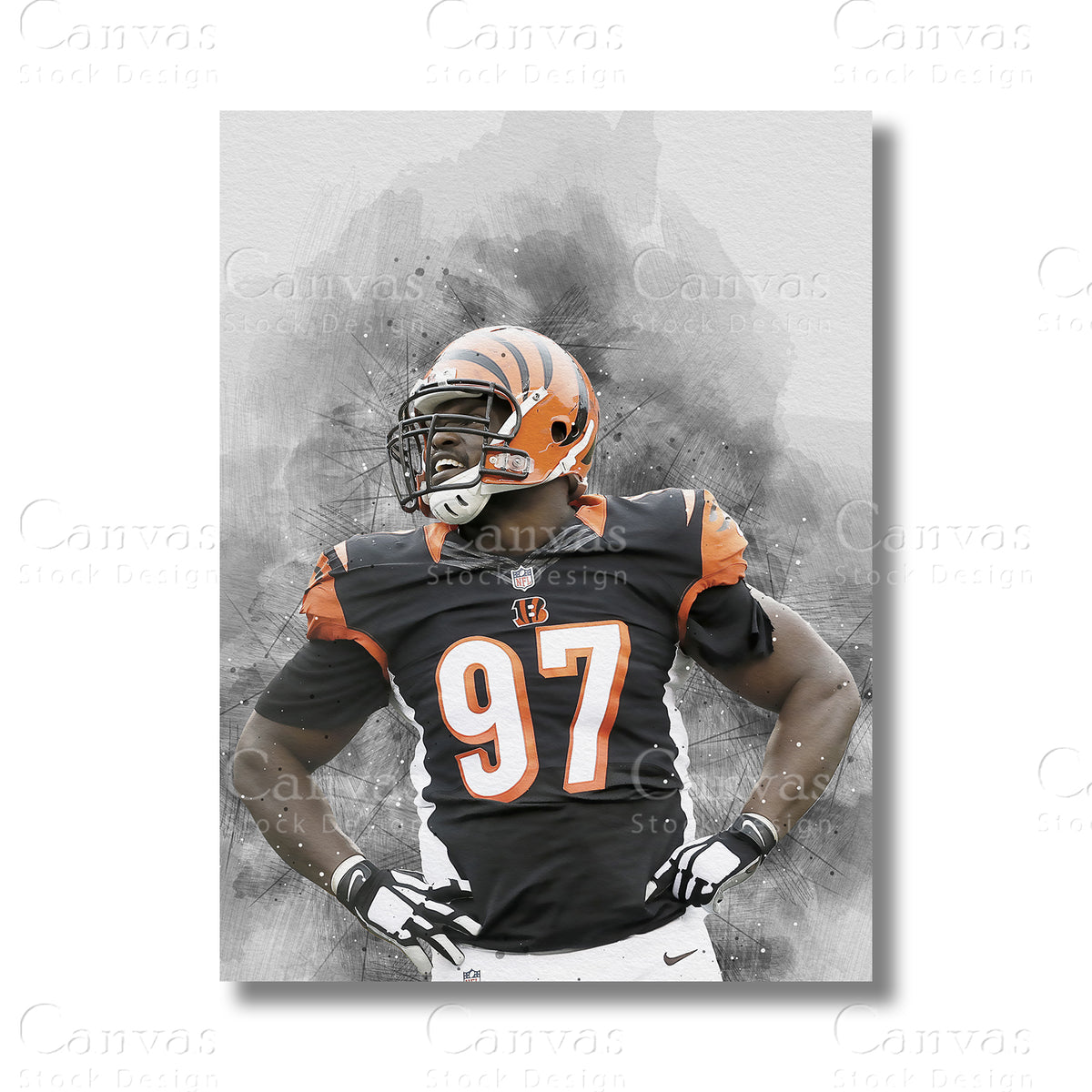 Geno Atkins canvas wall art for NFL football fans