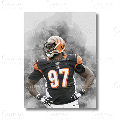 Geno Atkins canvas wall art for NFL football fans