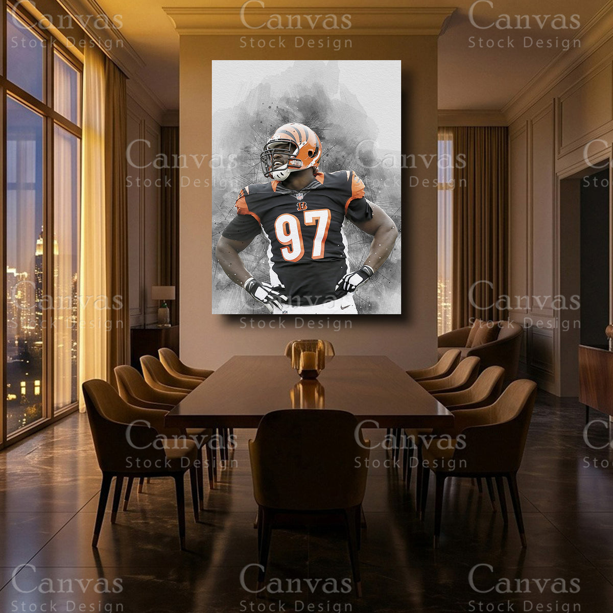Geno Atkins football wall art for a fan room