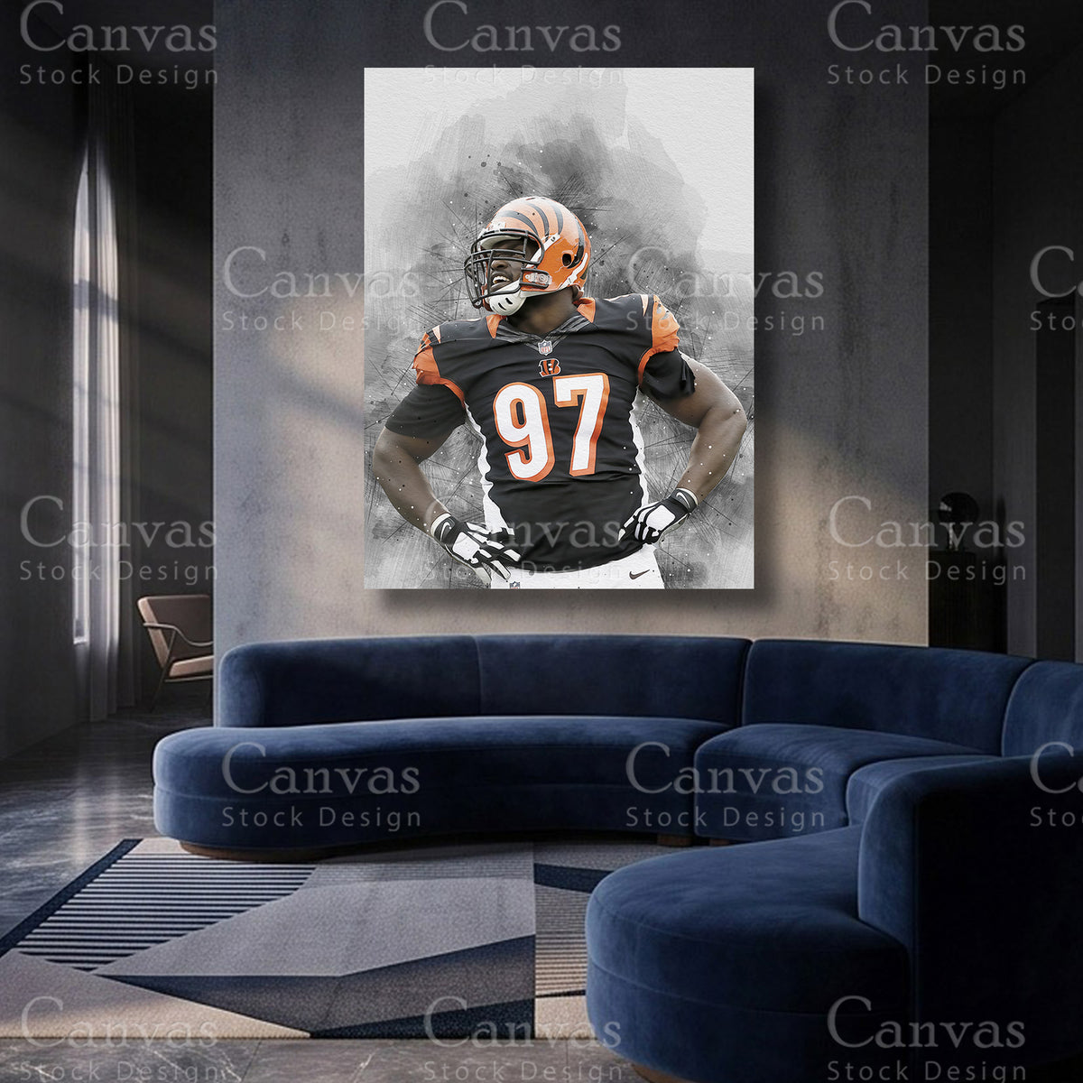 Geno Atkins inspired football print for sports collectors