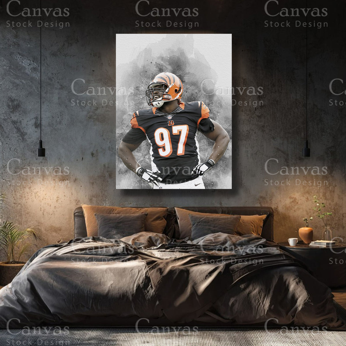 Geno Atkins sports canvas print for a personal collection
