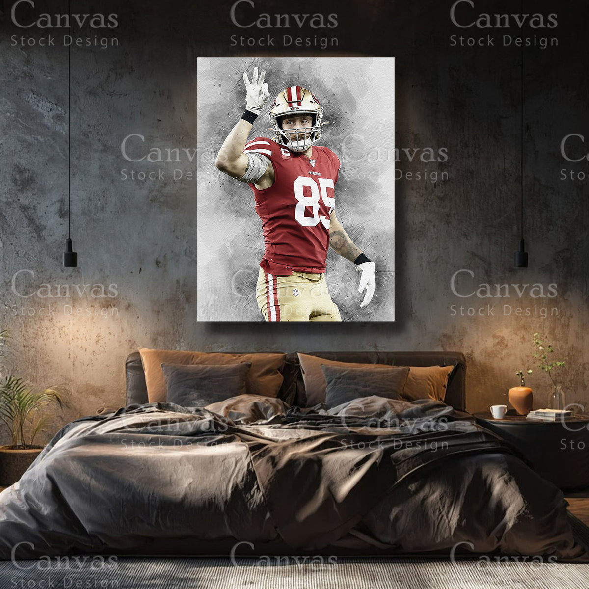 George Kittle canvas artwork for a modern sports collection