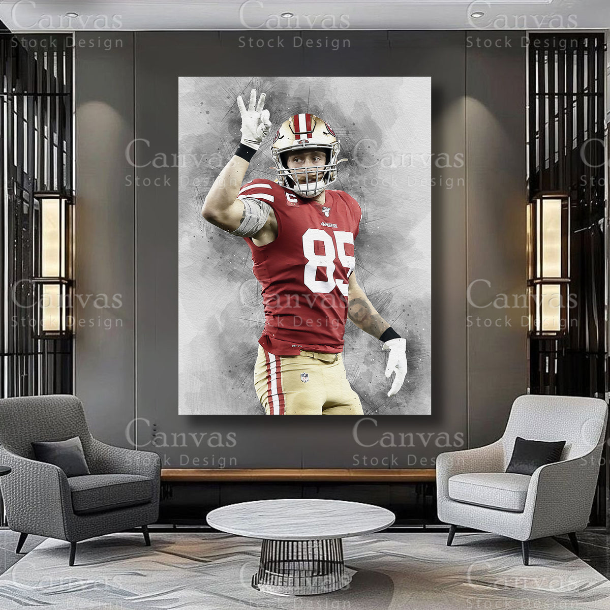 George Kittle football artwork for a sports display