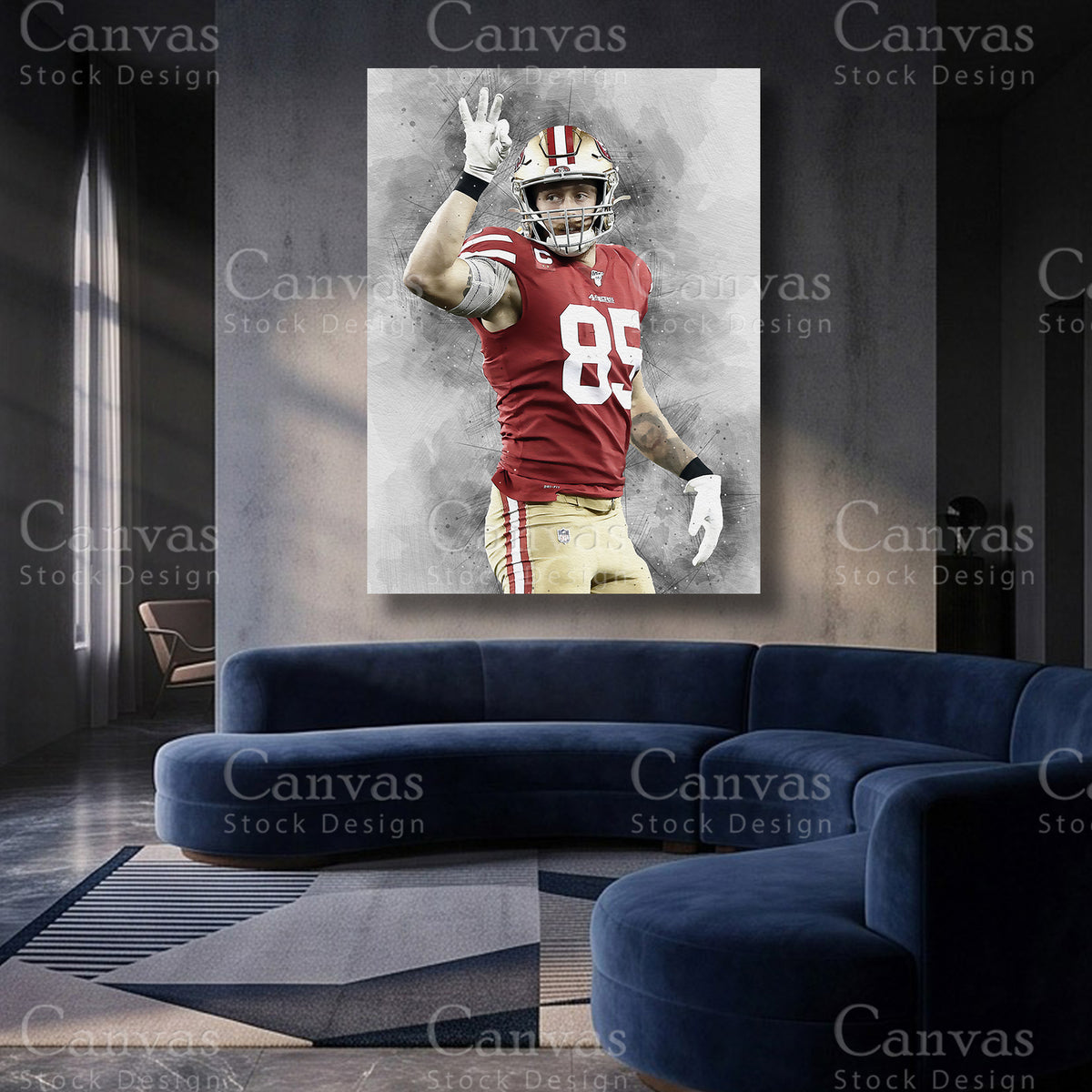 George Kittle inspired NFL canvas print for sports collectors