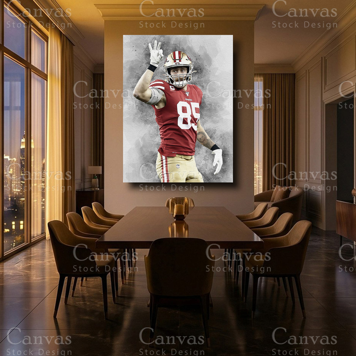 George Kittle sports wall art for a fan room