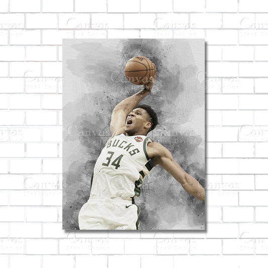 Giannis Antetokounmpo Canvas Wall Art
