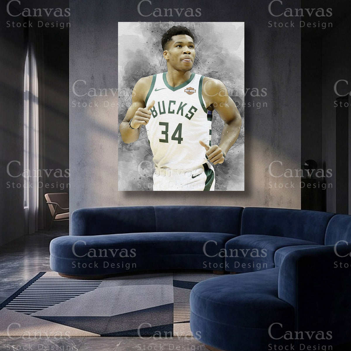 Giannis Antetokounmpo NBA basketball artwork