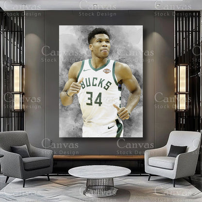 Giannis Antetokounmpo basketball wall artwork