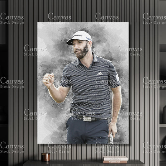 Dustin Johnson Canvas Frame, Kids Wall Decor, Golf Fan, Man Cave Gift for Him - Her, Sports Canvas Wall Art