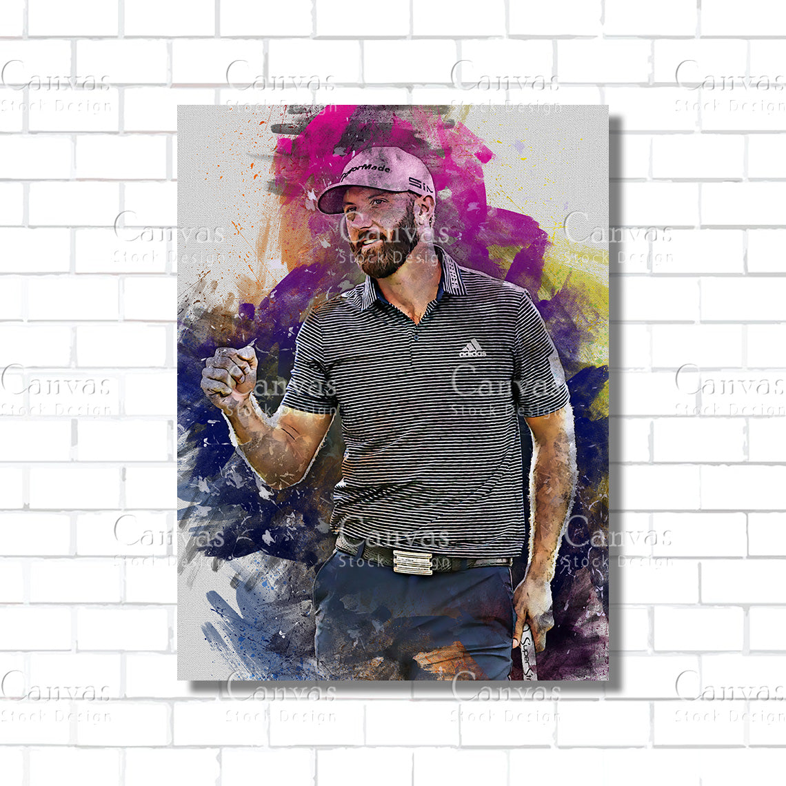 Dustin Johnson Canvas Frame, Kids Wall Decor, Golf Fan, Man Cave Gift for Him - Her, Sports Canvas Wall Art