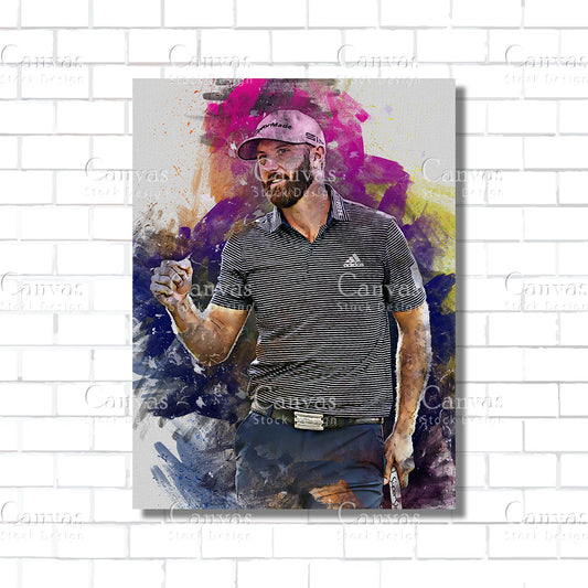 Dustin Johnson Canvas Frame, Kids Wall Decor, Golf Fan, Man Cave Gift for Him - Her, Sports Canvas Wall Art