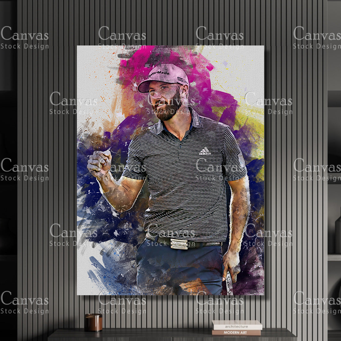 Dustin Johnson Canvas Frame, Kids Wall Decor, Golf Fan, Man Cave Gift for Him - Her, Sports Canvas Wall Art